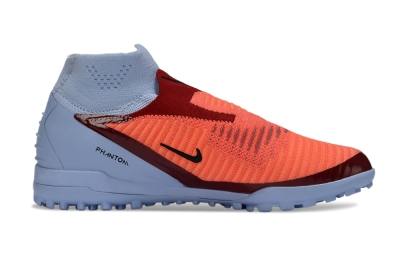 Unisex Nike Phantom 6 Elite High TF Football Shoes - Orange/Crimson Red/Blue Ice