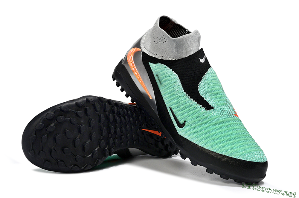 Unisex Nike Phantom 6 Elite High TF Football Shoes - Mint/Coral Orange/Silver Grey 3