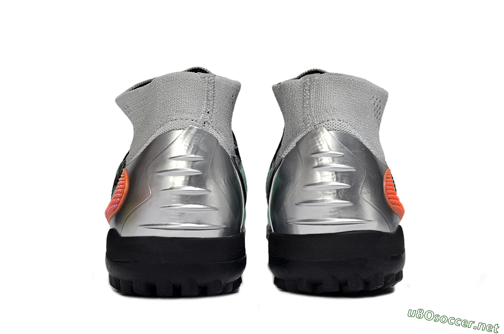 Unisex Nike Phantom 6 Elite High TF Football Shoes - Mint/Coral Orange/Silver Grey 5