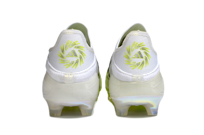 Unisex Adidas F50+ Elite Laceless FG Football Boots - White/Electric Yellow/Iridescent Silver