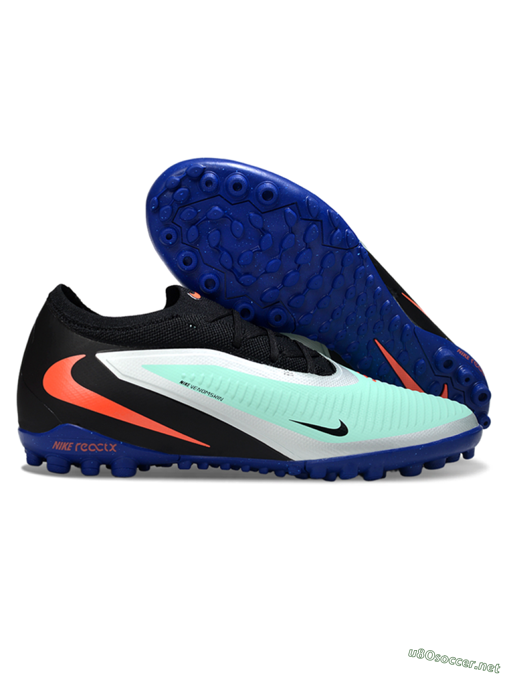 Unisex Nike Phantom 6 Low Elite TF Football Shoes - Aqua/Coral Blue/Slate Black 2