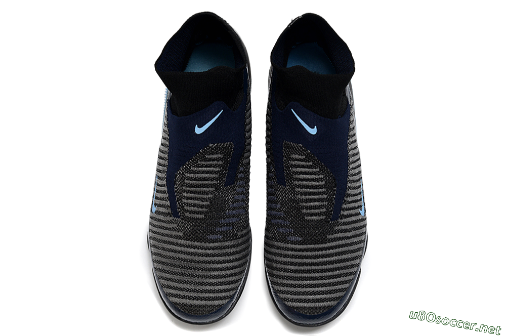 Unisex Nike Phantom 6 Elite TF Football Shoes - Black/Navy Blue/Sky Blue 4