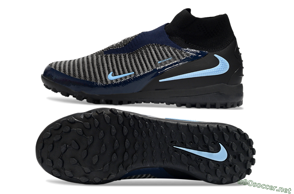 Unisex Nike Phantom 6 Elite TF Football Shoes - Black/Navy Blue/Sky Blue 1