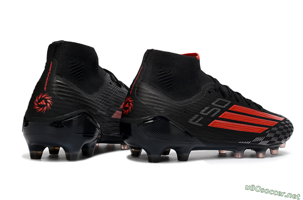 Men's Adidas F50 Pro Mid FG Football Boots - Black/Scarlet Red/Graphite Black 6