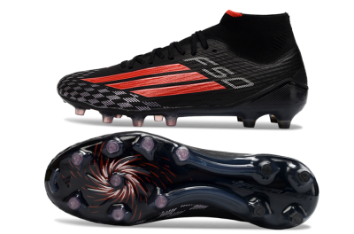 Men's Adidas F50 Pro Mid FG Football Boots - Black/Scarlet Red/Graphite Black