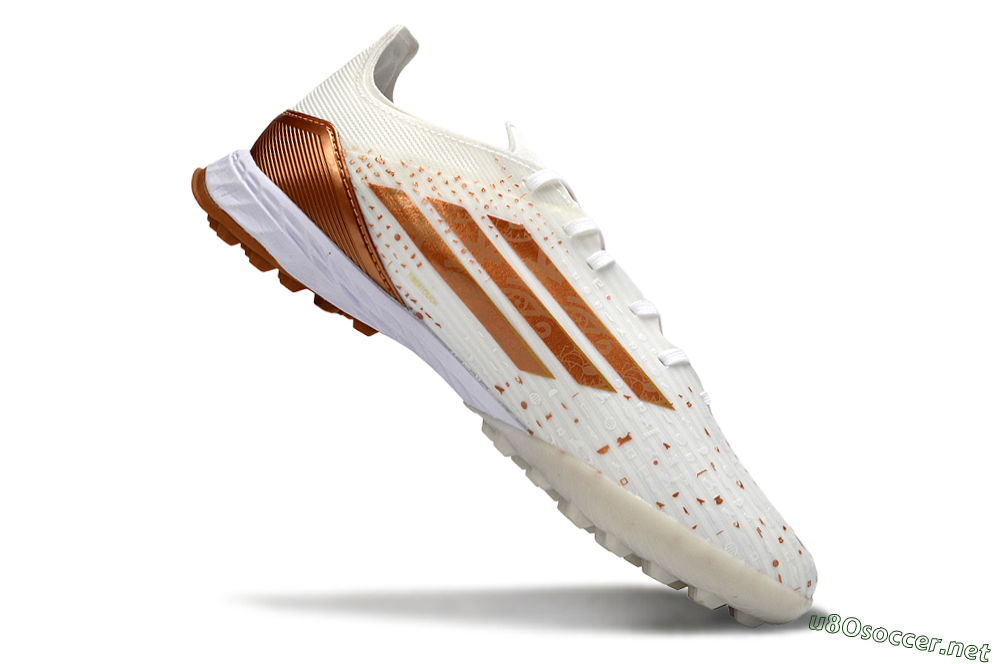 Men's Adidas F50 Pro TF Football Shoes - White/Copper Gold/White 4