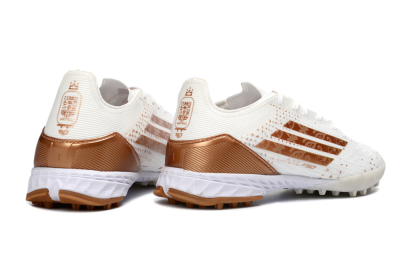 Men's Adidas F50 Pro TF Football Shoes - White/Copper Gold/White