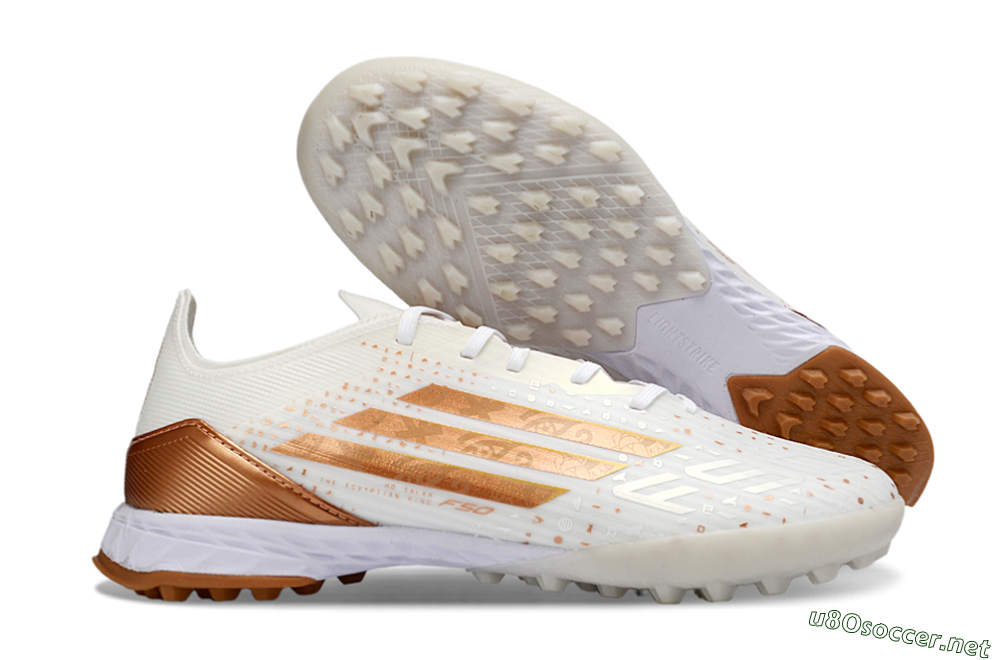 Men's Adidas F50 Pro TF Football Shoes - White/Copper Gold/White 2