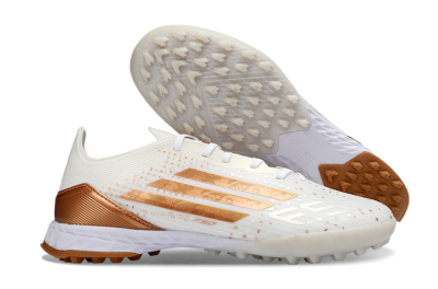 Men's Adidas F50 Pro TF Football Shoes - White/Copper Gold/White