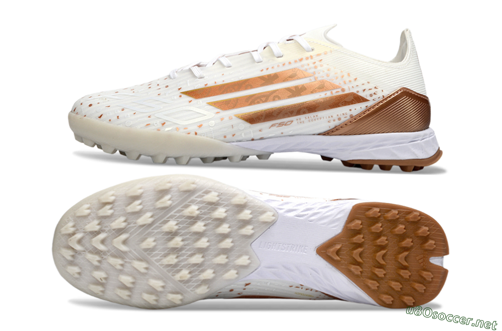 Men's Adidas F50 Pro TF Football Shoes - White/Copper Gold/White 1