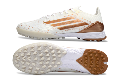 Men's Adidas F50 Pro TF Football Shoes - White/Copper Gold/White
