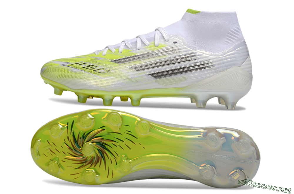 Men's Adidas F50 Pro Mid FG Football Boots - Yellow/Vibrant Lime/Sleek White 1