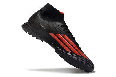 Men's Adidas F50 Pro Mid TF Football Shoes - Black/Fiery Red/Graphite Black