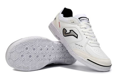 Men's Joma Top Flex IC Football Shoes - White/Black/Gray