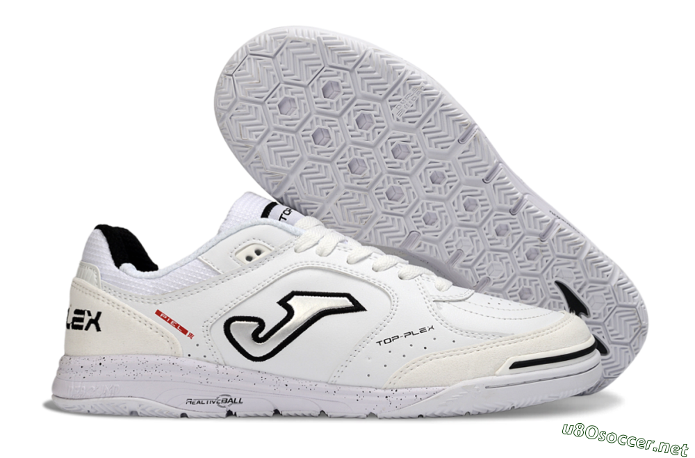 Men's Joma Top Flex IC Football Shoes - White/Black/Gray 2