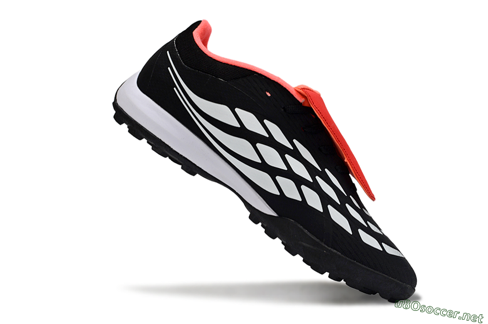 Men's Adidas Predator 25 Elite Fold-Over Tongue TF Football Shoes - Black/Fiery Red/White 4