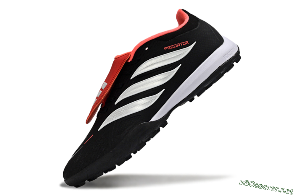 Men's Adidas Predator 25 Elite Fold-Over Tongue TF Football Shoes - Black/Fiery Red/White 5