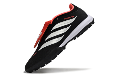 Men's Adidas Predator 25 Elite Fold-Over Tongue TF Football Shoes - Black/Fiery Red/White
