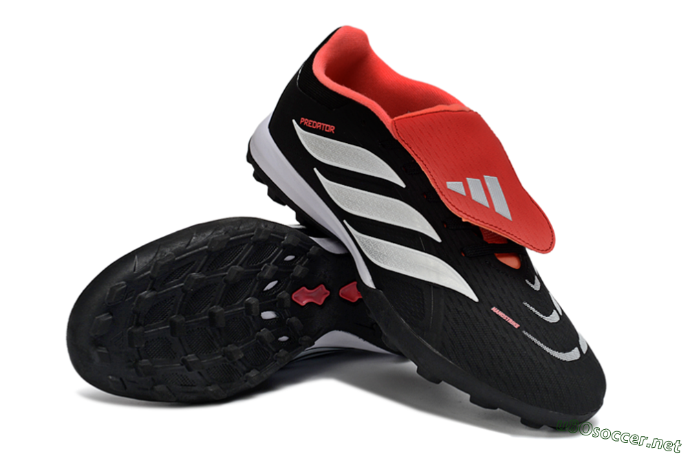 Men's Adidas Predator 25 Elite Fold-Over Tongue TF Football Shoes - Black/Fiery Red/White 3