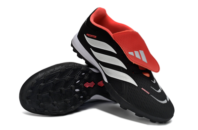 Men's Adidas Predator 25 Elite Fold-Over Tongue TF Football Shoes - Black/Fiery Red/White