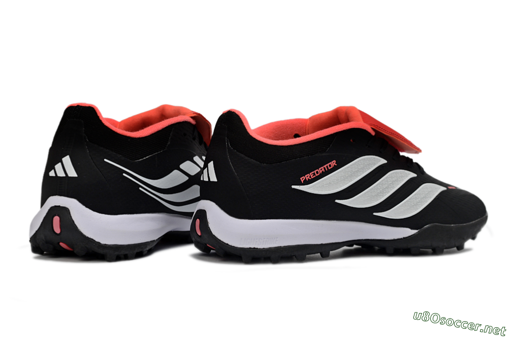 Men's Adidas Predator 25 Elite Fold-Over Tongue TF Football Shoes - Black/Fiery Red/White 6