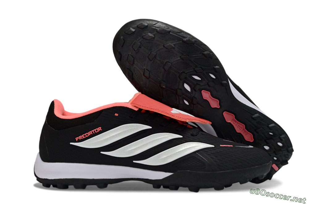 Men's Adidas Predator 25 Elite Fold-Over Tongue TF Football Shoes - Black/Fiery Red/White 2