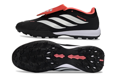 Men's Adidas Predator 25 Elite Fold-Over Tongue TF Football Shoes - Black/Fiery Red/White