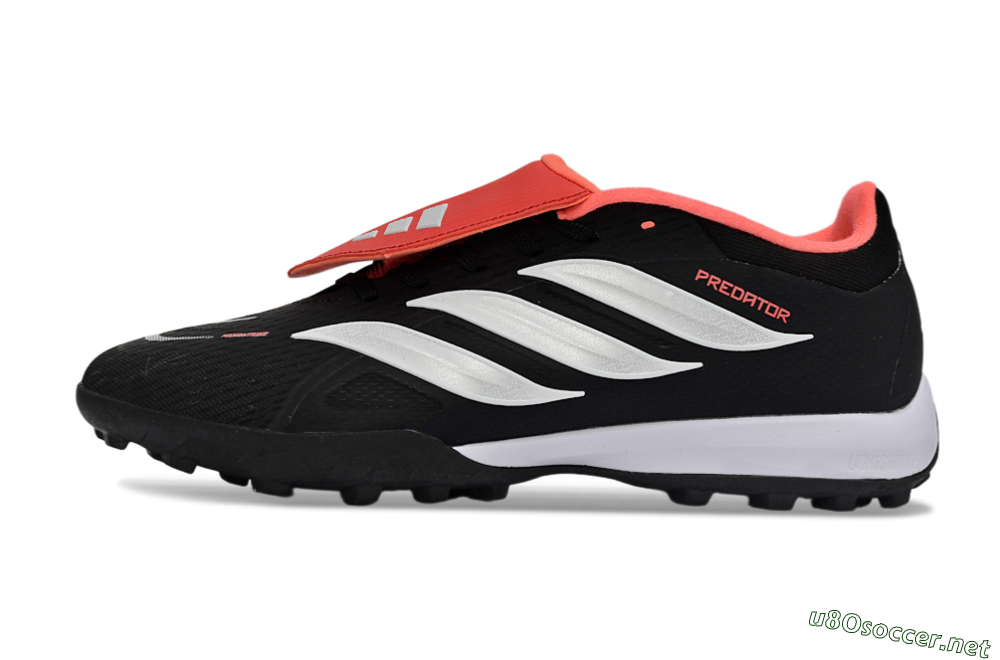 Men's Adidas Predator 25 Elite Fold-Over Tongue TF Football Shoes - Black/Fiery Red/White 0