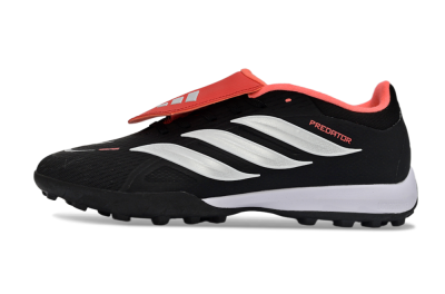 Men's Adidas Predator 25 Elite Fold-Over Tongue TF Football Shoes - Black/Fiery Red/White