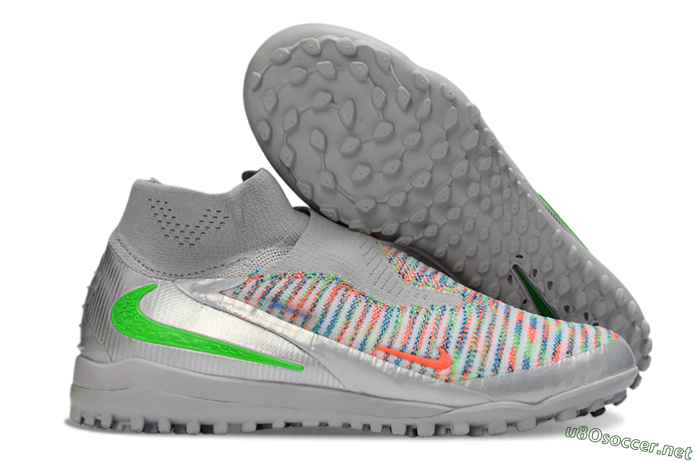 Unisex Nike Phantom 6 Elite TF Football Shoes - Grey/Electric Green/Pink Sport 2