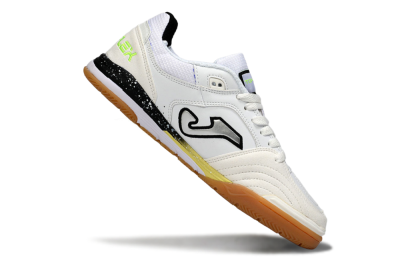 Men's Joma Top Flex IC Football Shoes - White/Black/Neon Green