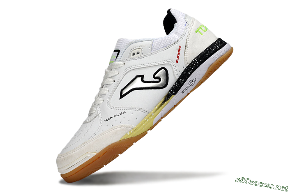 Men's Joma Top Flex IC Football Shoes - White/Black/Neon Green 5