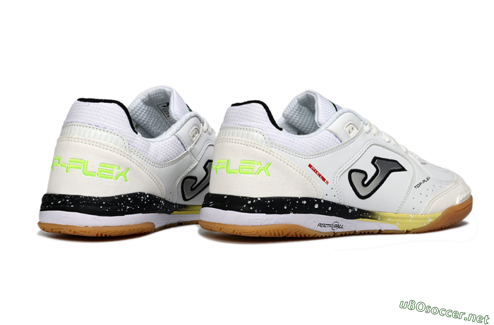 Men's Joma Top Flex IC Football Shoes - White/Black/Neon Green 6