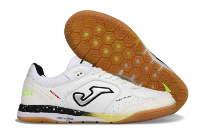 Men's Joma Top Flex IC Football Shoes - White/Black/Neon Green