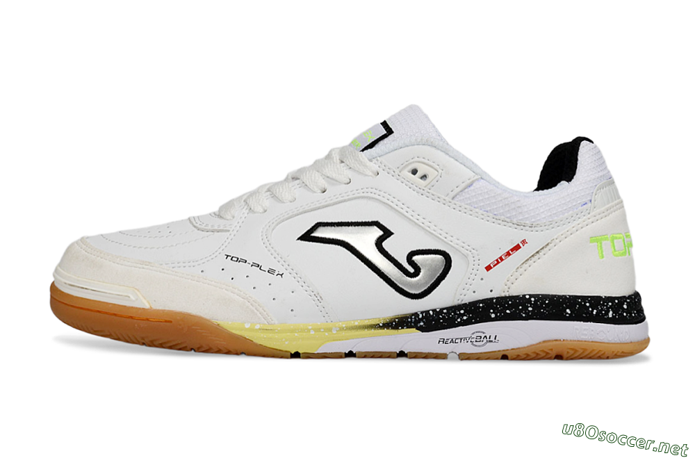 Men's Joma Top Flex IC Football Shoes - White/Black/Neon Green 0