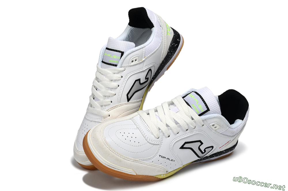 Men's Joma Top Flex IC Football Shoes - White/Black/Neon Green 3