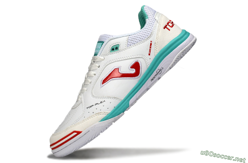Men's Joma Top Flex IC Football Shoes - White/Aqua Blue/Red 5