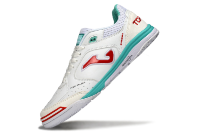 Men's Joma Top Flex IC Football Shoes - White/Aqua Blue/Red