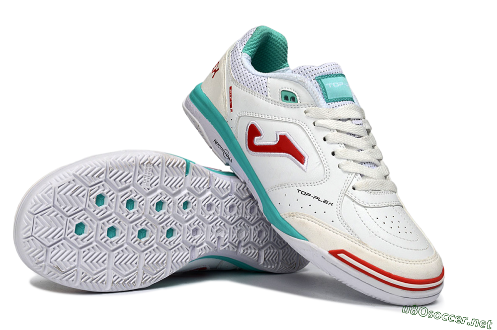 Men's Joma Top Flex IC Football Shoes - White/Aqua Blue/Red 1