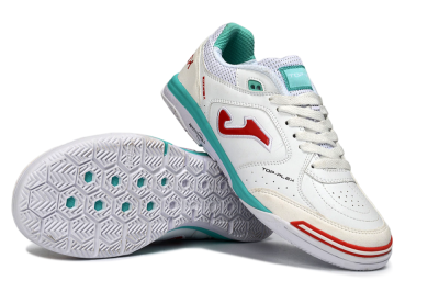 Men's Joma Top Flex IC Football Shoes - White/Aqua Blue/Red