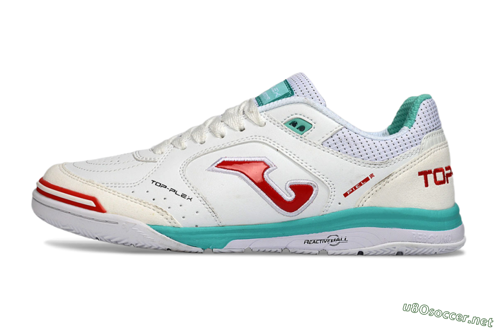 Men's Joma Top Flex IC Football Shoes - White/Aqua Blue/Red 0