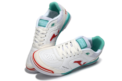 Men's Joma Top Flex IC Football Shoes - White/Aqua Blue/Red
