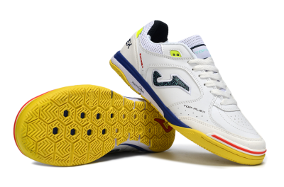 Men's Joma Top Flex IC Football Shoes - White/Bright Yellow/Royal Blue