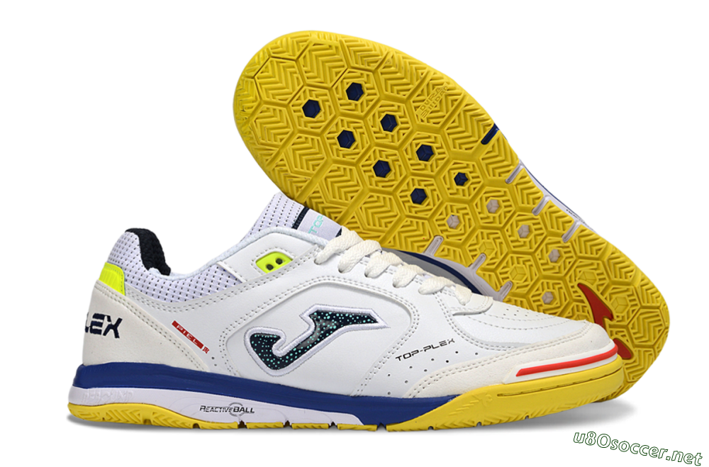 Men's Joma Top Flex IC Football Shoes - White/Bright Yellow/Royal Blue 2