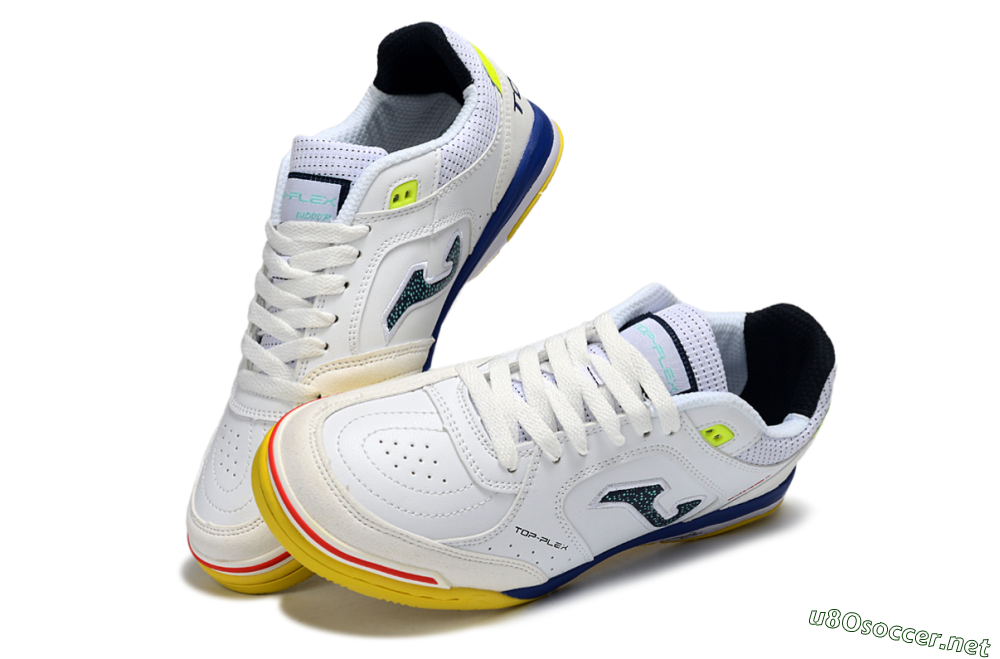 Men's Joma Top Flex IC Football Shoes - White/Bright Yellow/Royal Blue 3