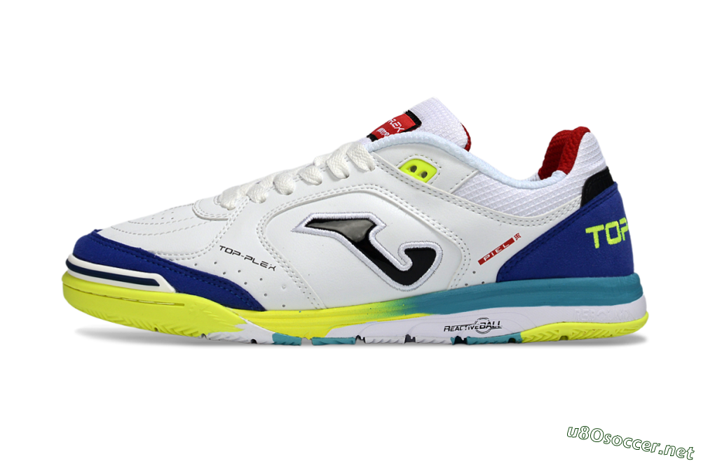 Men's Joma Top Flex IC Football Shoes - White/Electric Yellow/Deep Blue 0