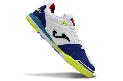 Men's Joma Top Flex IC Football Shoes - White/Electric Yellow/Deep Blue