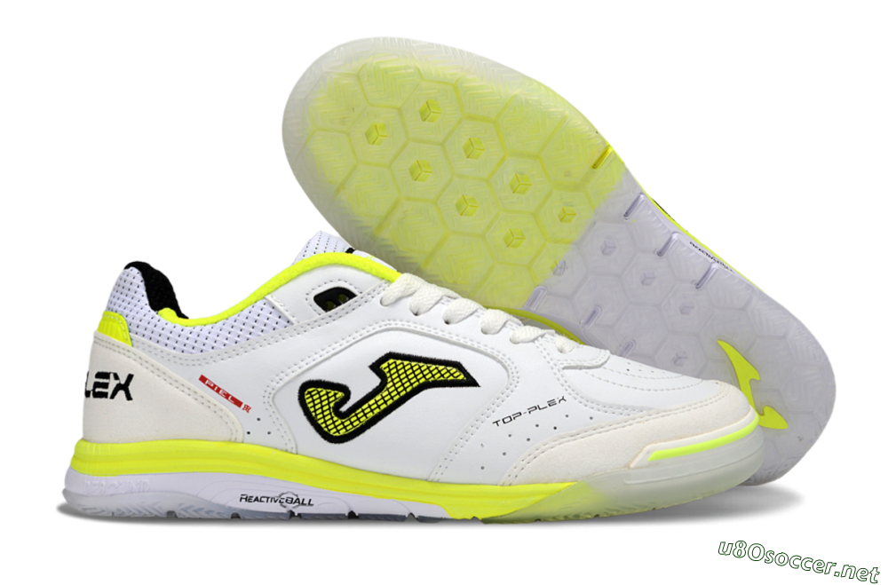 Men's Joma Top Flex IC Football Shoes - White/Neon Yellow/Black 2