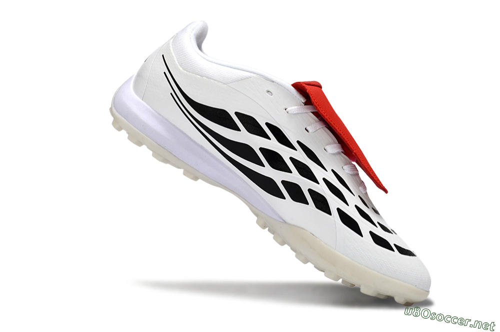 Men's Adidas Predator 26 Elite Fold-Over Tongue TF Football Shoes - White/Crimson Red/Black 4