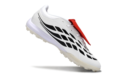 Men's Adidas Predator 26 Elite Fold-Over Tongue TF Football Shoes - White/Crimson Red/Black